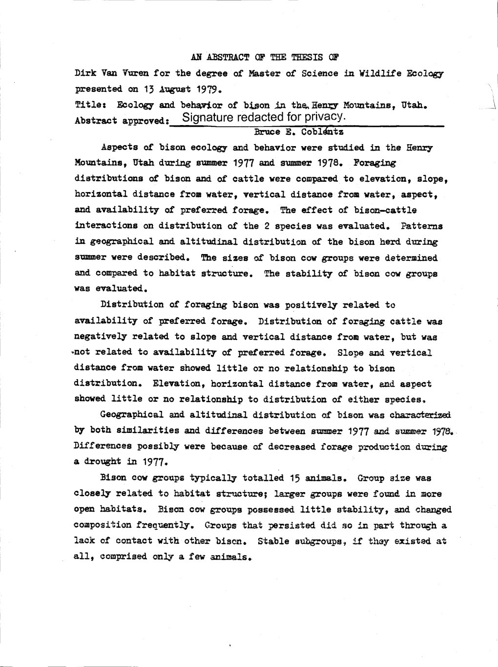 In Geographical and Altitudinal Distribution of the Bison Herd. During