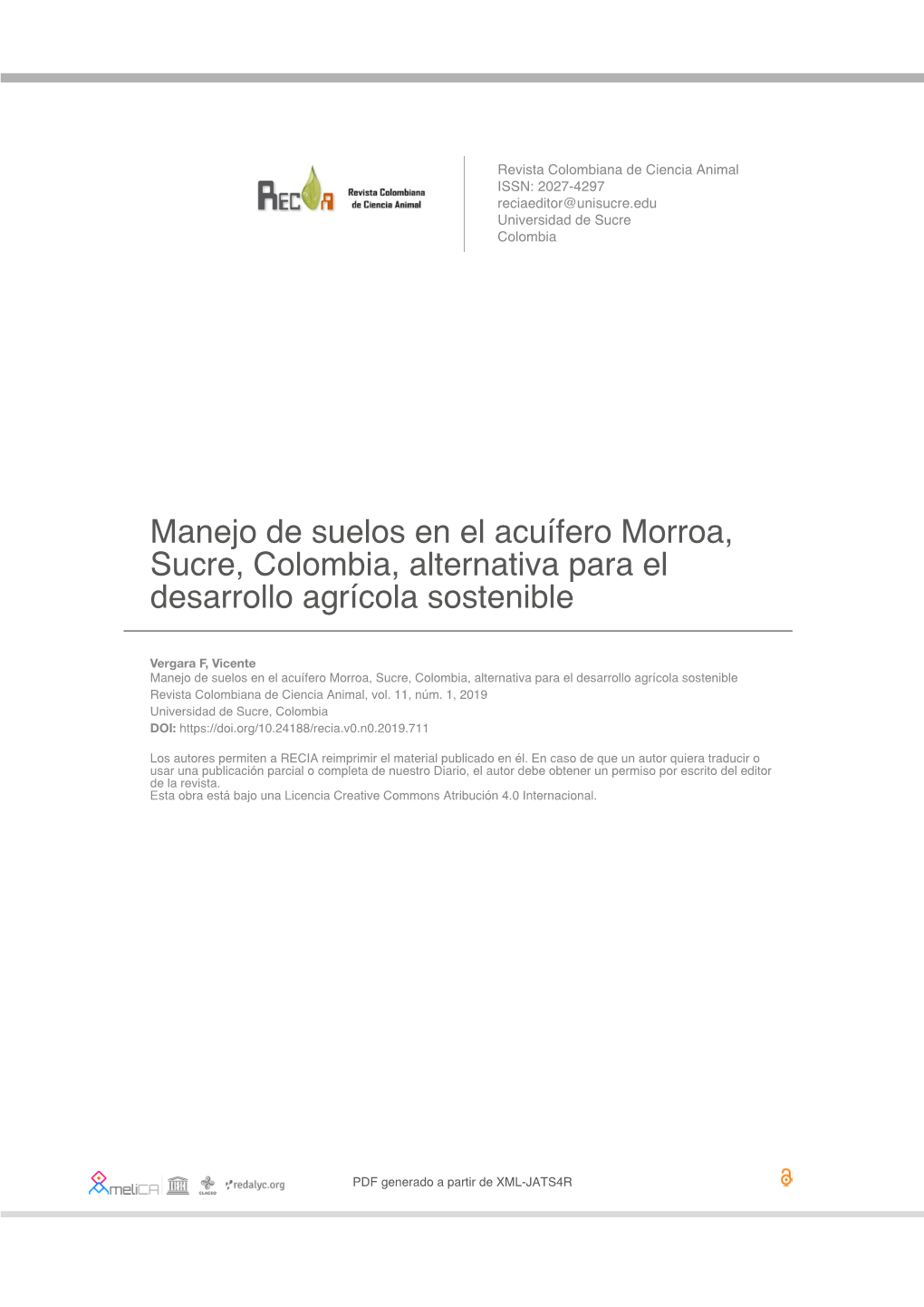 Manejo De Suelos En El Acuífero Morroa, Sucre, Colombia, Alternativa Para El Desarrollo Agrícola Sostenible