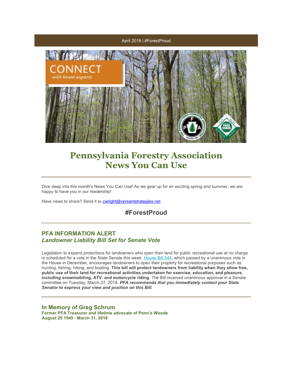 Pennsylvania Forestry Association News You Can Use