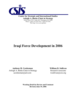 Iraqi Force Development in 2006