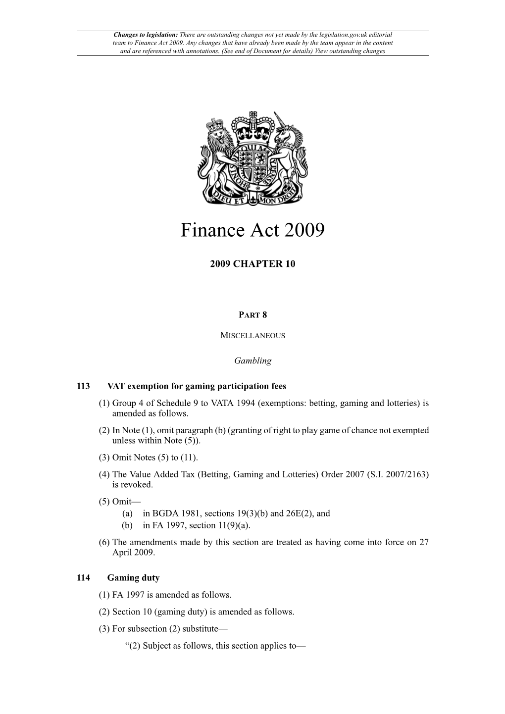 Finance Act 2009