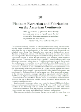 Platinum Extraction and Fabrication on the American Continents