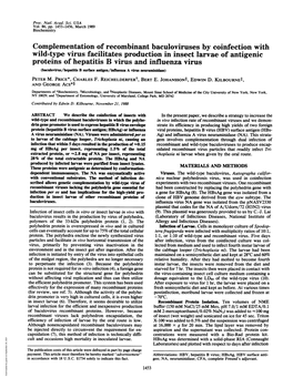 Complementation of Recombinant Baculoviruses by Coinfection With