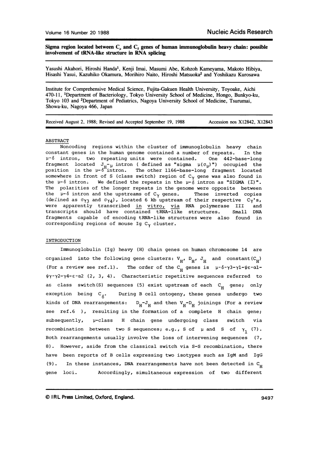 Nucleic Acids Research