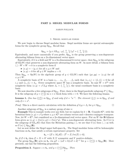 PART 2: SIEGEL MODULAR FORMS 1. Siegel Modular