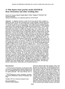 A 70Th Degree Lunar Gravity Model &Lpar