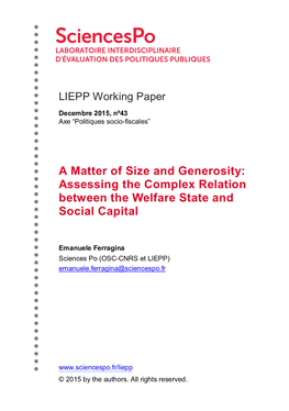 Assessing the Complex Relation Between the Welfare State and Social Capital