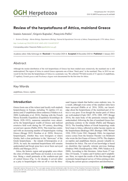 Review of the Herpetofauna of Attica, Mainland Greece