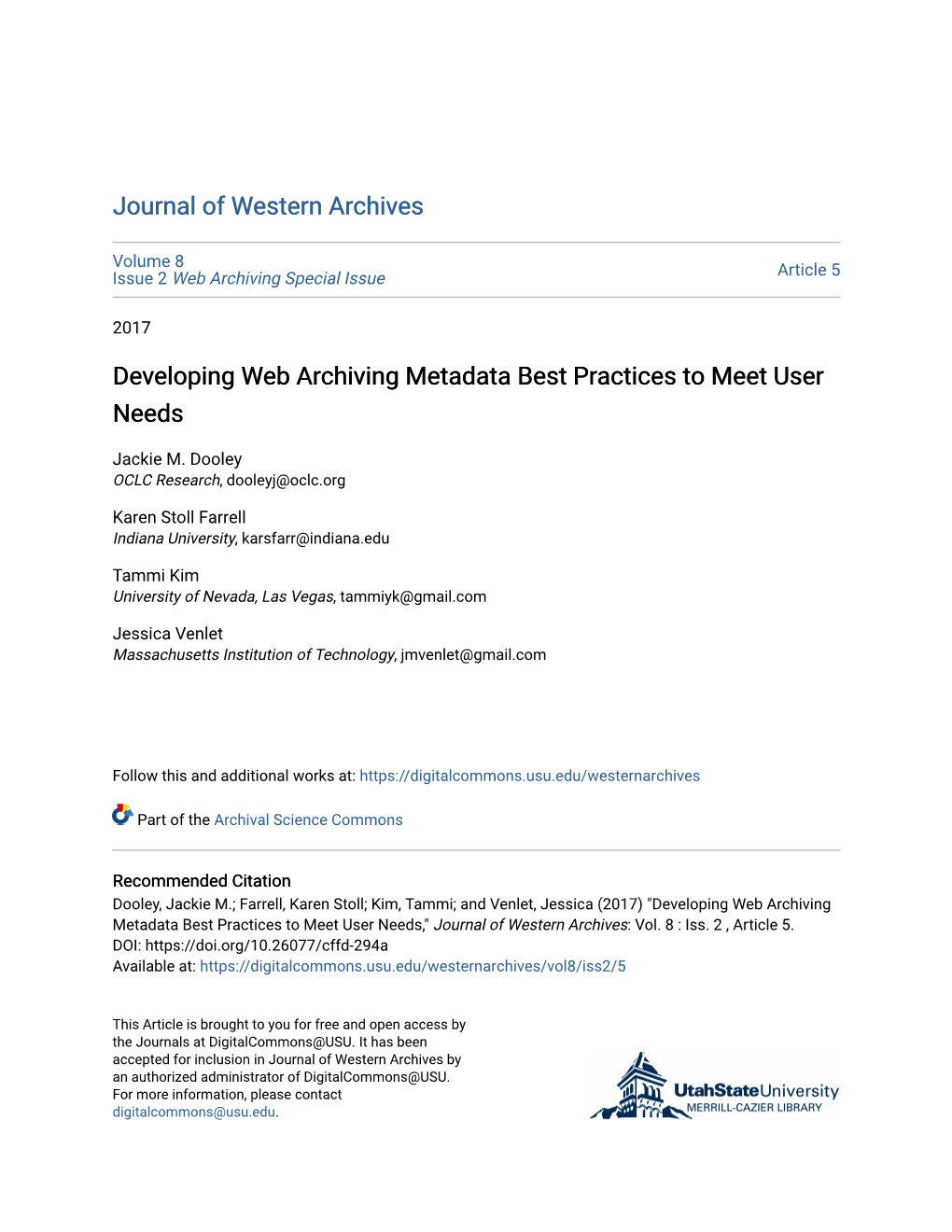 Developing Web Archiving Metadata Best Practices to Meet User Needs