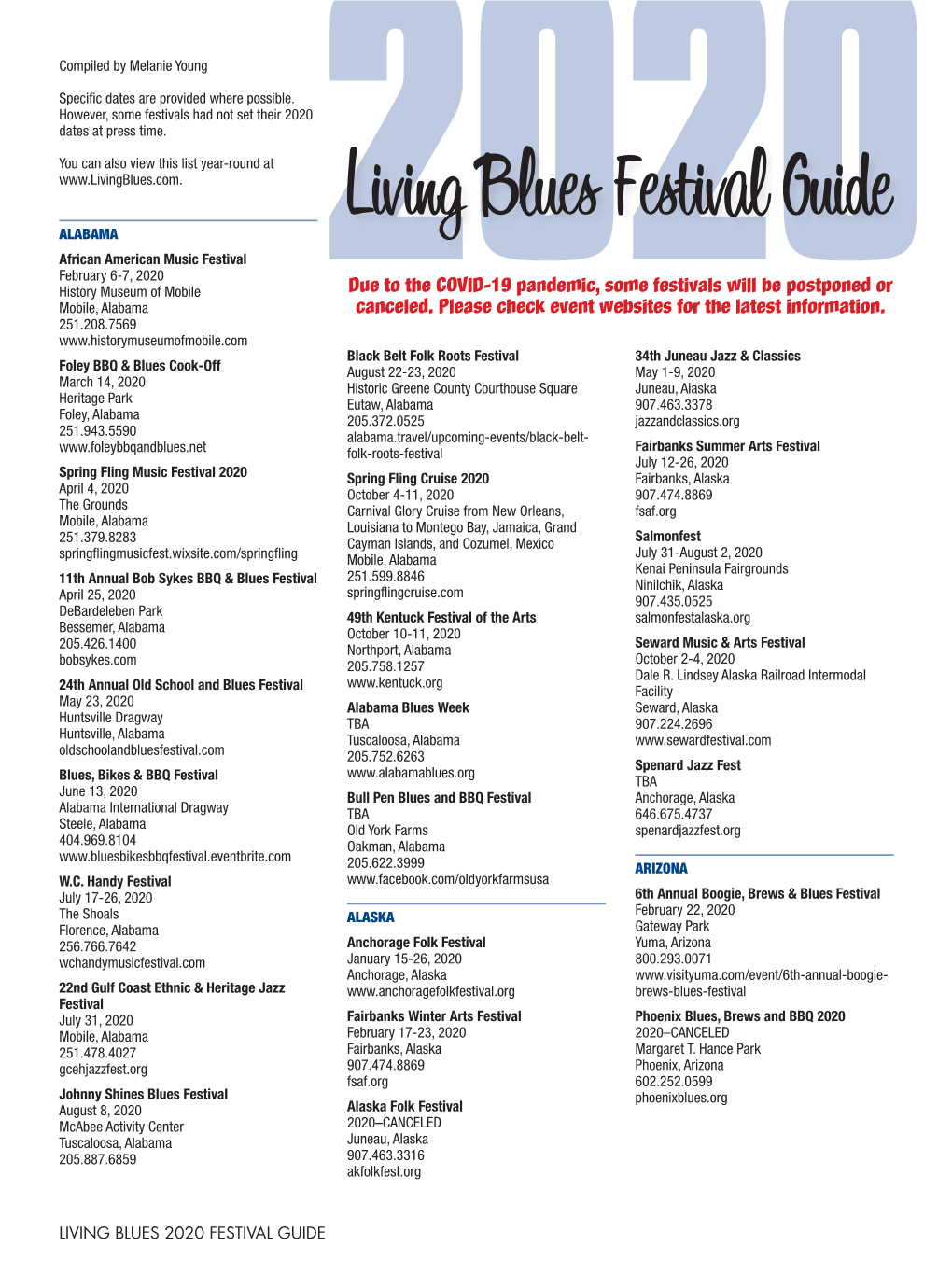 Living Blues 2020 Festival Guide