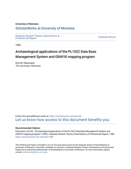 Archaeological Applications of the PL1022 Data Base Management System and GRAFIX Mapping Program