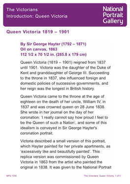 The Victorians Introduction: Queen Victoria