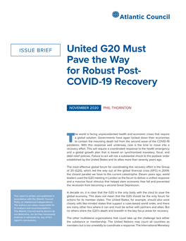 United G20 Must Pave the Way for Robust Post- COVID-19 Recovery