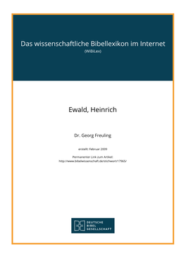 Das Wissenschaftliche Bibellexikon Im Internet Ewald, Heinrich