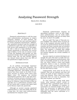 Analyzing Password Strength