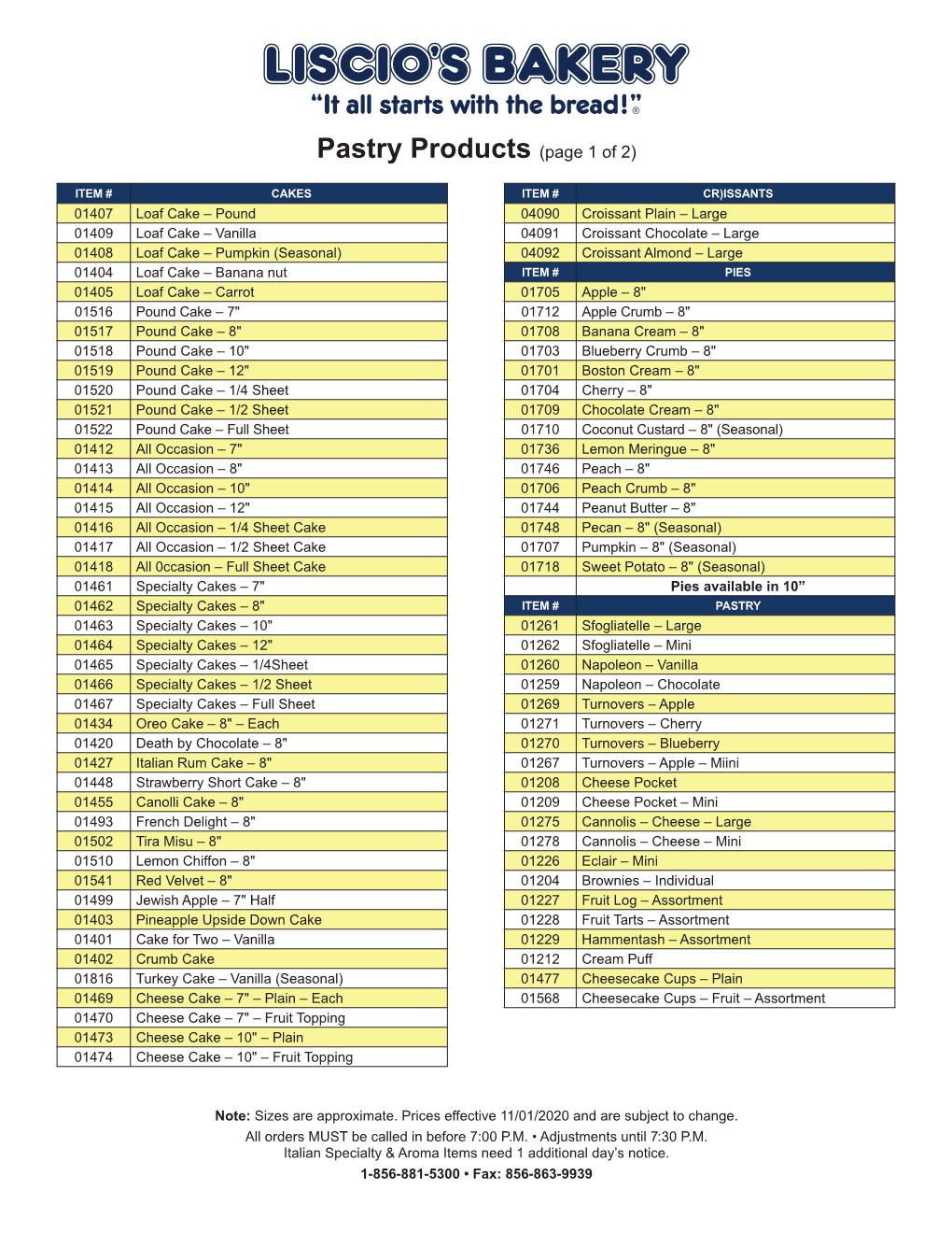 Pastry Products (Page 1 of 2)