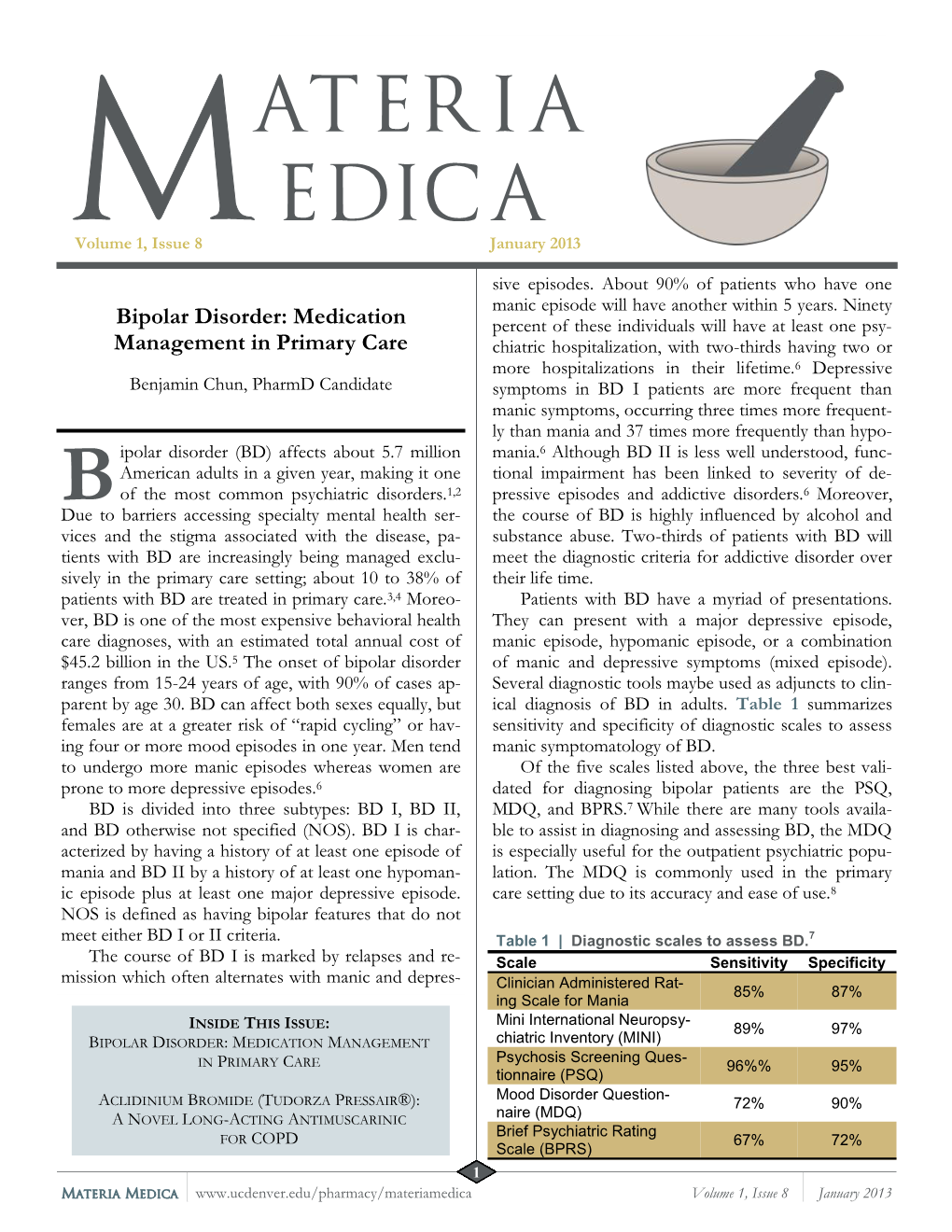 MATERIA MEDICA Macol Ther 2012;25(3):248-53