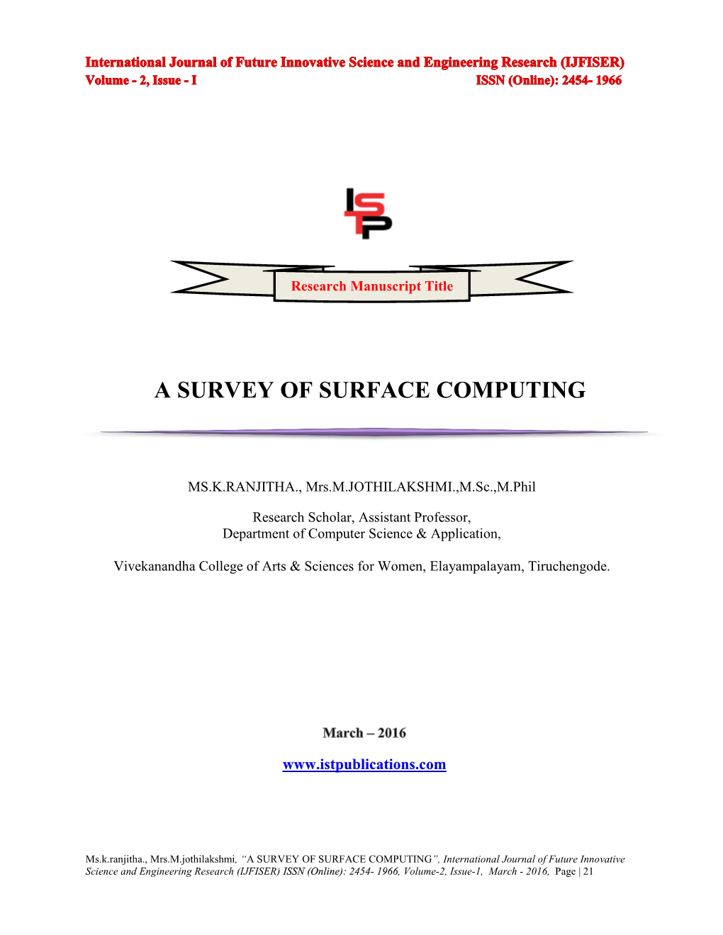 A Survey of Surface Computing