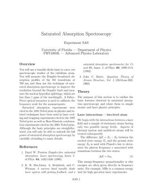 Saturated Absorption Spectroscopy of Rubidium