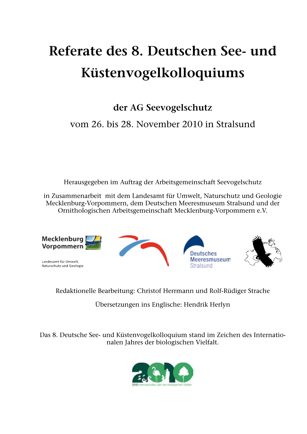 Referate Des 8. Deutschen See- Und Küstenvogelkolloquiums