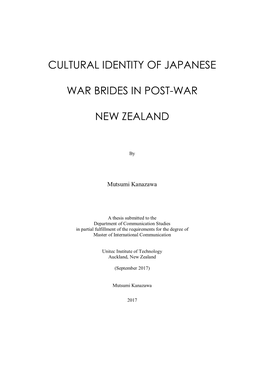 Cultural Identity of Japanese War Brides in Post-War New