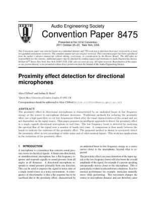 Proximity Effect Detection for Directional Microphones