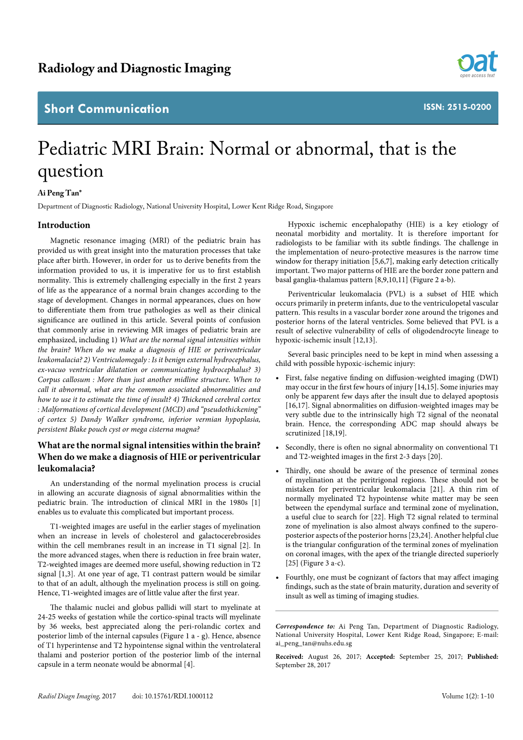 Pediatric MRI Brain: Normal Or Abnormal, That Is the Question