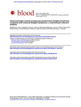 Analysis Compared with Classical Hodgkin Lymphoma