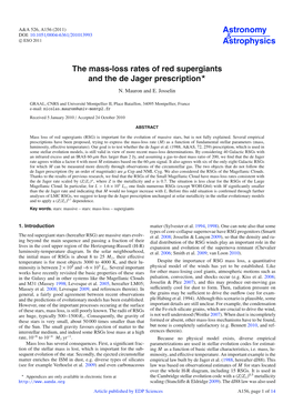The Mass-Loss Rates of Red Supergiants and the De Jager Prescription⋆