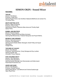 SIMON OKIN - Sound Mixer FEATURES
