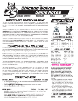 Chicago Wolves Game Notes CHICAGO at SAN ANTONIO MARCH 5, 2019 10:30 A.M