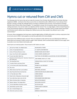 Hymns Cut Or Retuned from CW And