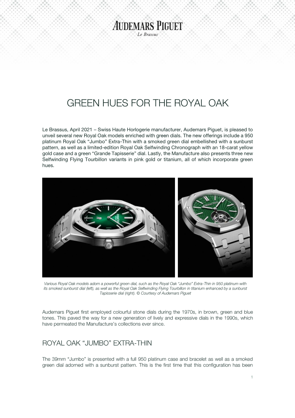 Green Hues for the Royal Oak