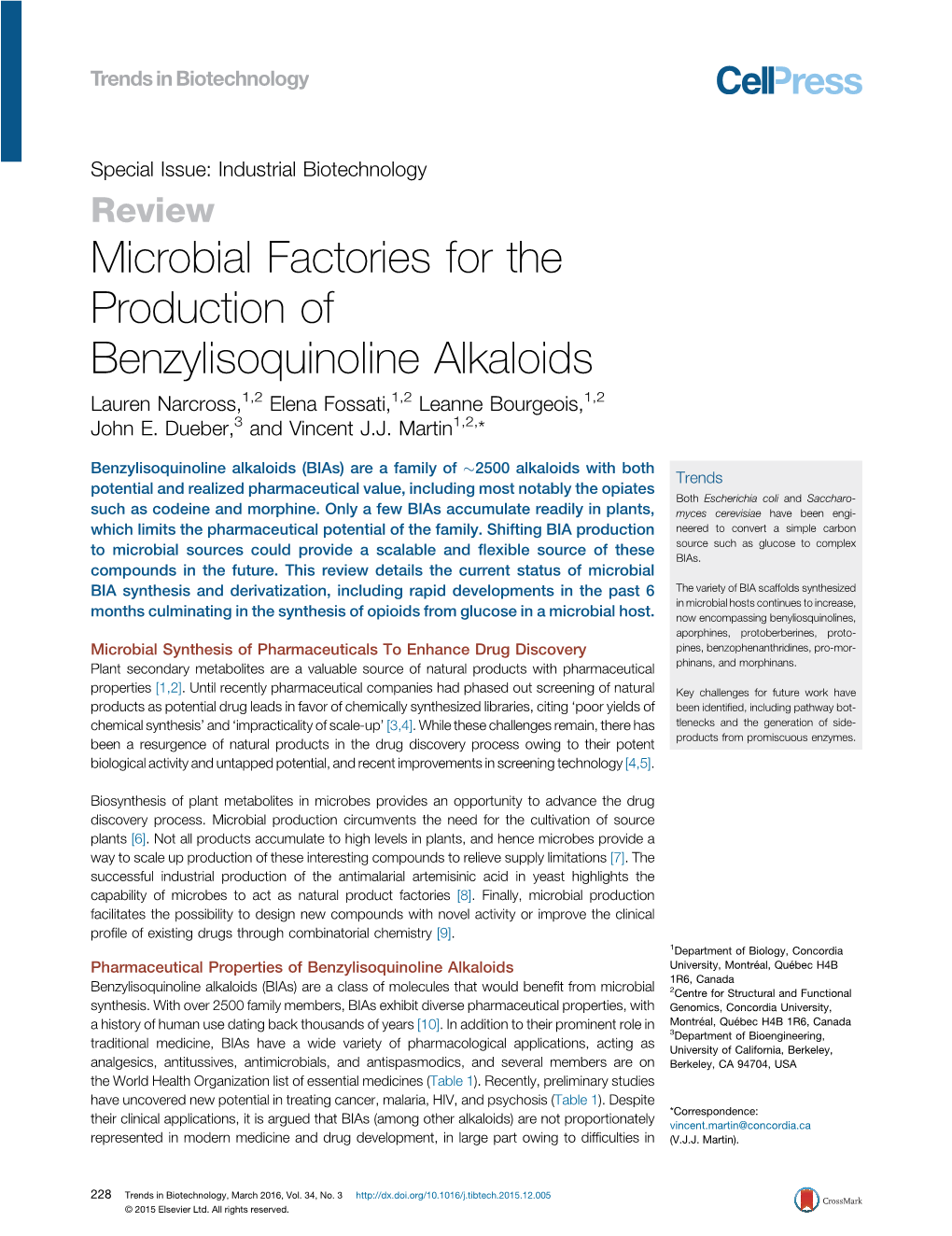 Microbial Factories for the Production of Benzylisoquinoline