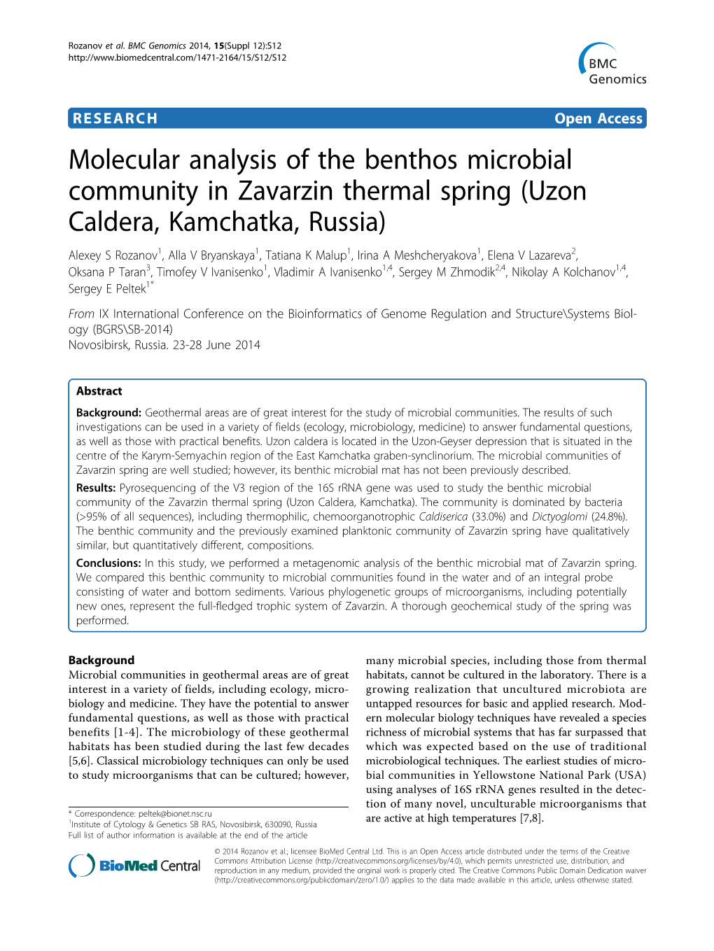 Molecular Analysis of the Benthos Microbial