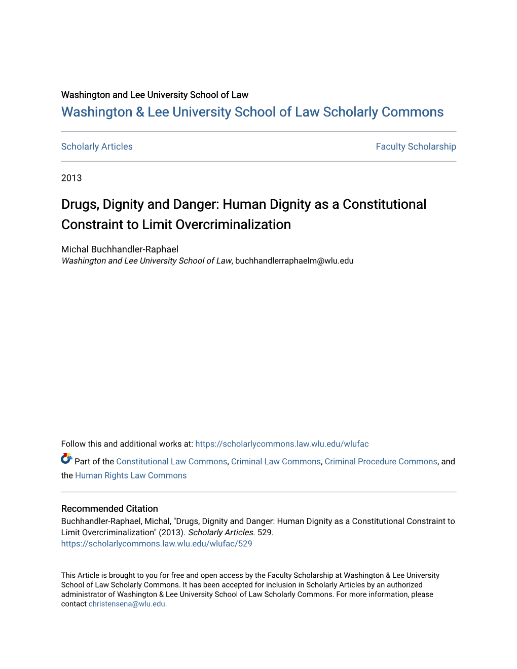 Human Dignity As a Constitutional Constraint to Limit Overcriminalization