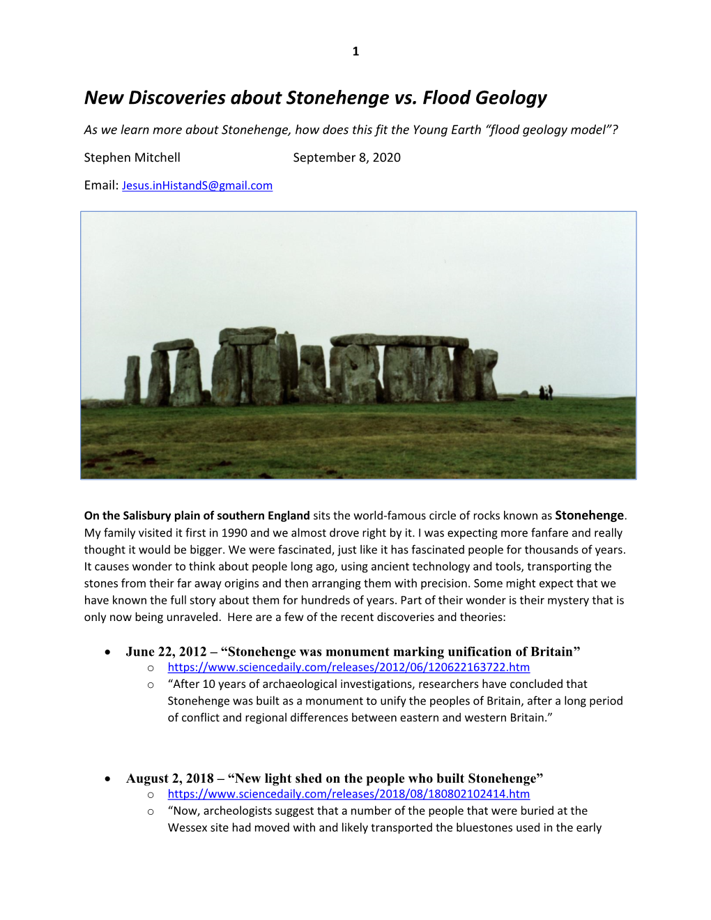 New Discoveries About Stonehenge Vs. Flood Geology