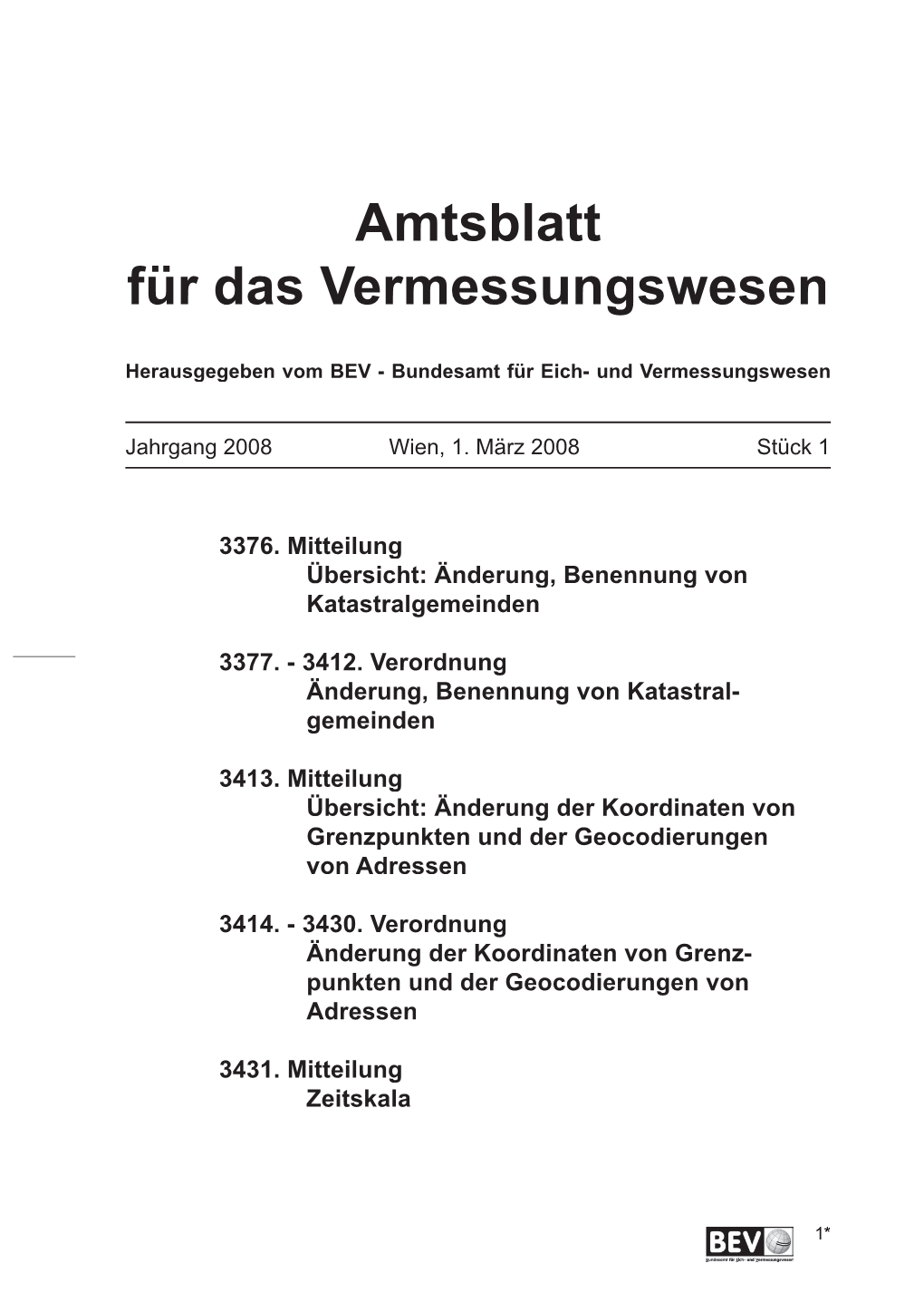 Amtsblatt Für Das Vermessungswesen