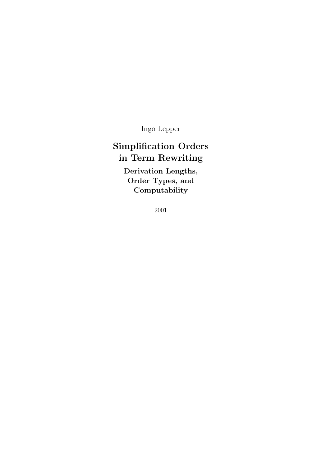 Simplification Orders in Term Rewriting. Derivation Lengths