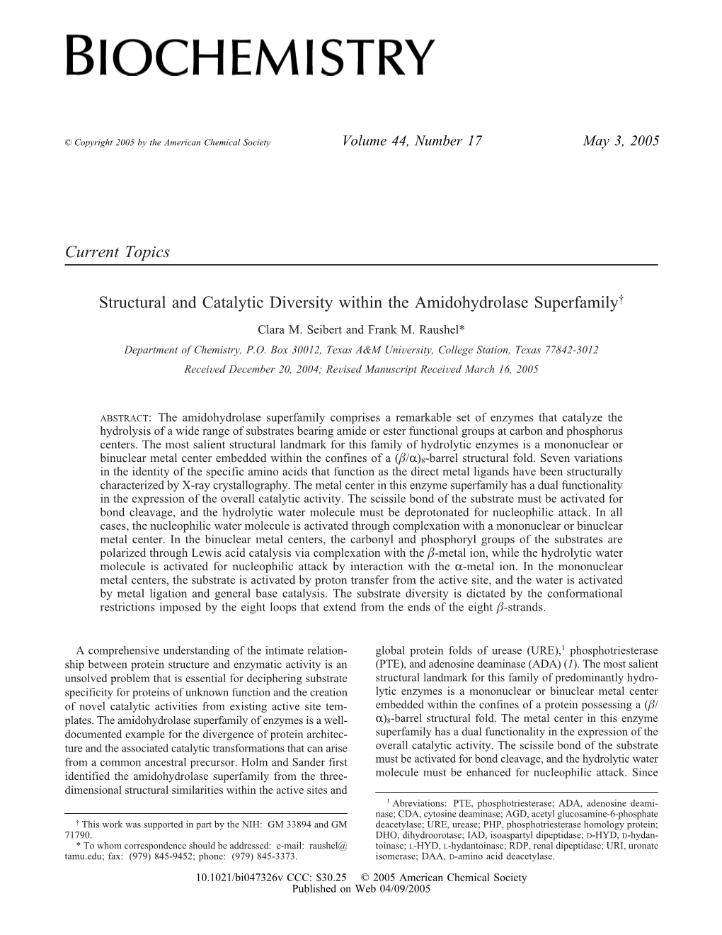 Current Topics Structural and Catalytic Diversity