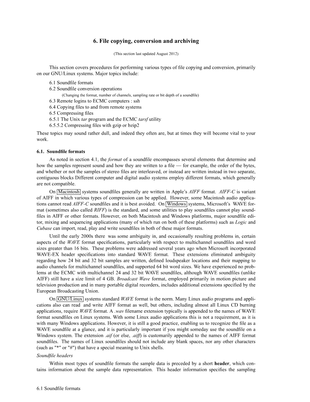 Section 6: File Copying, Conversion and Archiving