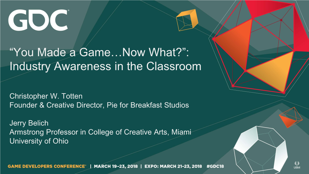 An Architectural Approach to Level Design: Creating an Art Theory for Game Worlds (And So Can You!) Christopher W. Totten