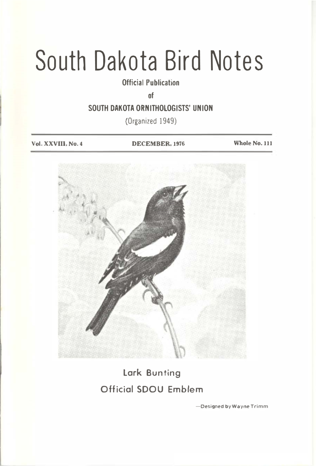 South Dakota Bird Notes