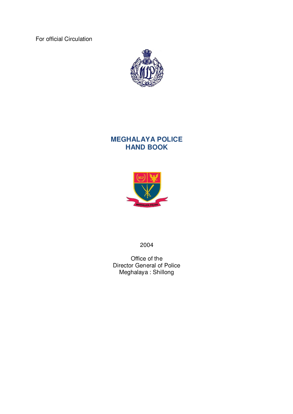 Meghalaya Police Hand Book