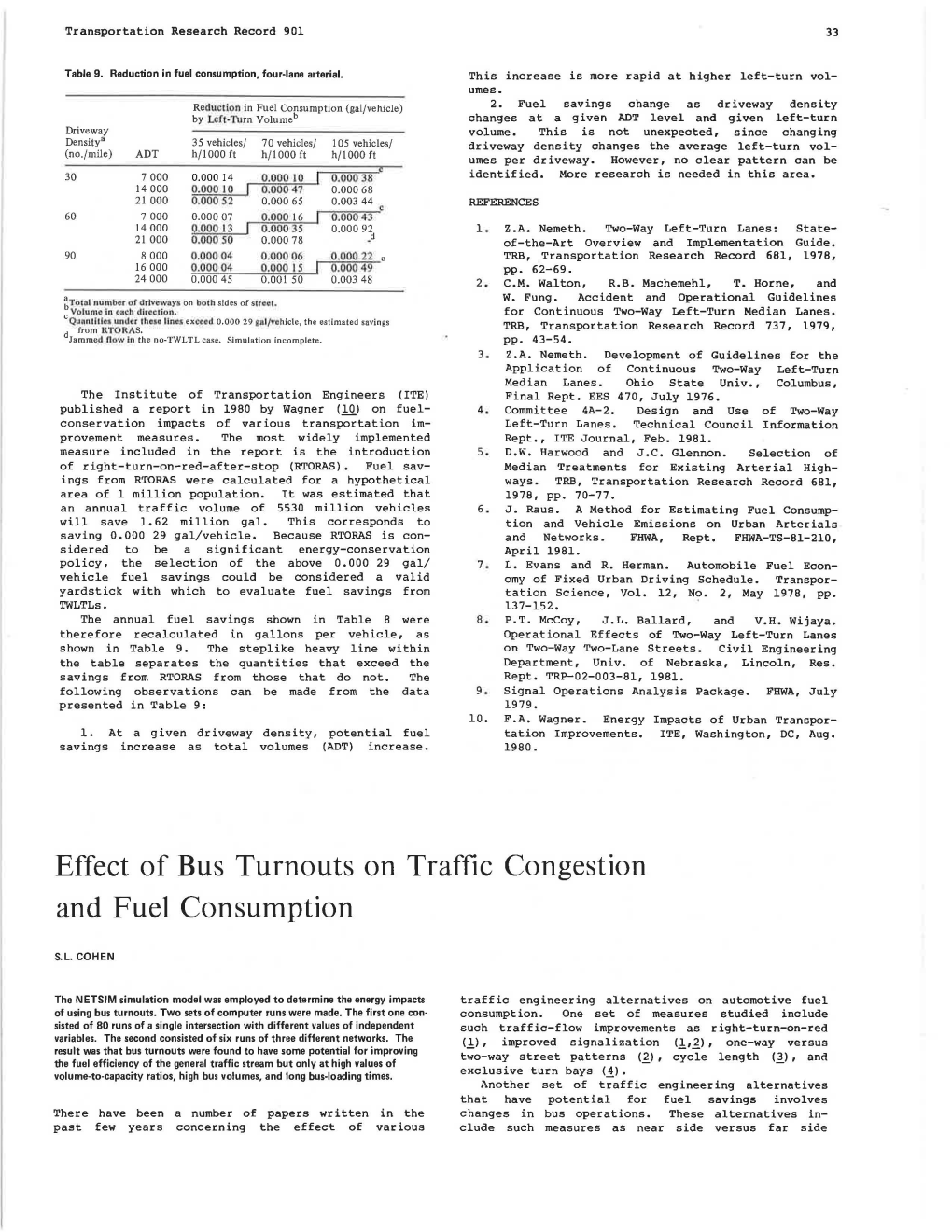 Effect of Bus Turnouts on Traffic Congestion and Fuel Consumption