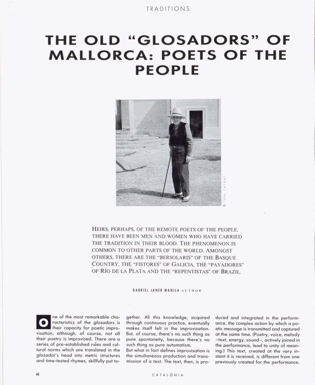 "Glosadors" of Mallorca: Poets of the People