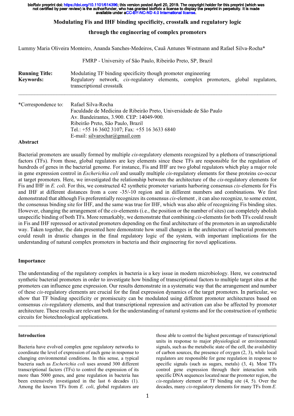 Modulating Fis and IHF Binding Specificity, Crosstalk and Regulatory Logic Through the Engineering of Complex Promoters