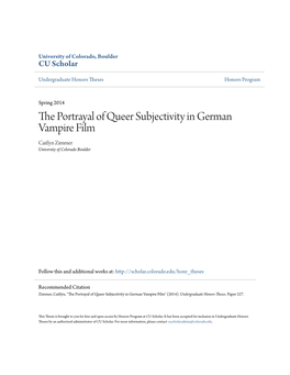 The Portrayal of Queer Subjectivity in German Vampire Film