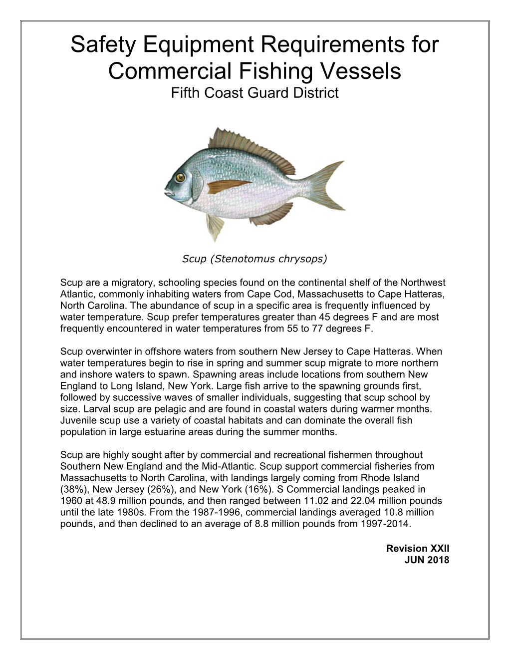 Safety Equipment Requirements for Commercial Fishing Vessels Fifth Coast Guard District