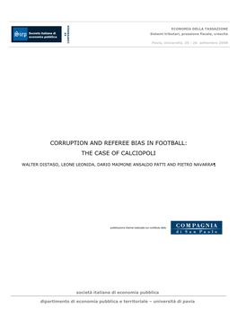 Corruption and Referee Bias in Football: the Case of Calciopoli